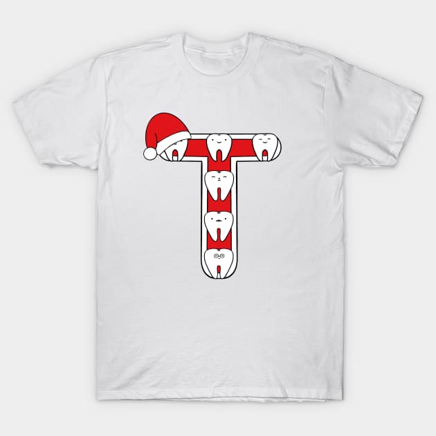 Letter T (Happimola Christmas Alphabet) T-Shirt by Happimola